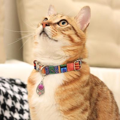 Vintage Haustierhalsband Boho Verstellbares Nylon-Hundehalsband mit Perlenanhänger für Kleine Mittelgroße Große Hunde Katzen