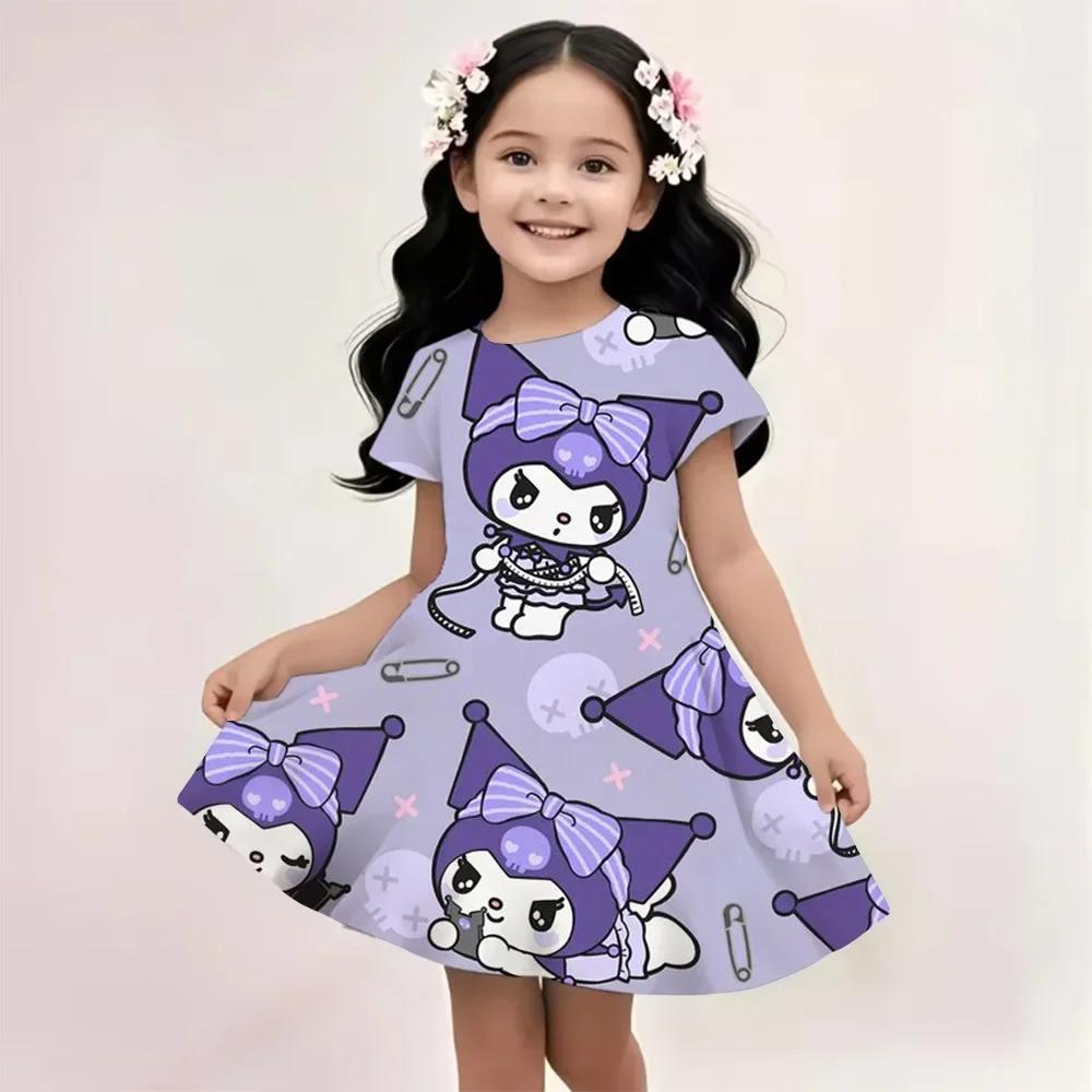Popular Kawaii Summer Children s New Fashion Girl Dress Comfortable Home Outdoor Cartoon Cute Hello Kitty Dress 3d Print Red Ser 100