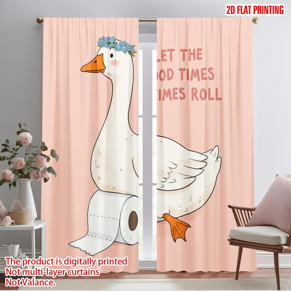 2pcs 2D flat printing Curtains Funny Goose Toilet Paper Polyester Without Electricity Holiday Decorations for Festive Portraits