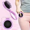 10pcs Mini Hair Brushes with Foldable Mirrors - Portable Round Combs for Travel, Travel Hair Care Essentials | Compact Hair Combs|Durable ABS Handles