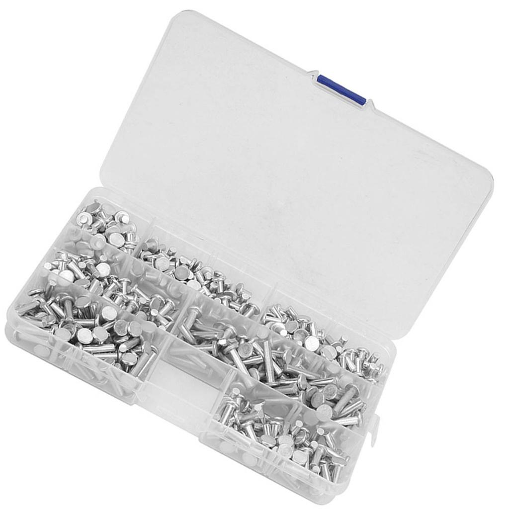 350pcs M4 Flat Head Solid Aluminum Rivets Assortment Kit Length 4 6 8 10 12 16 20mm