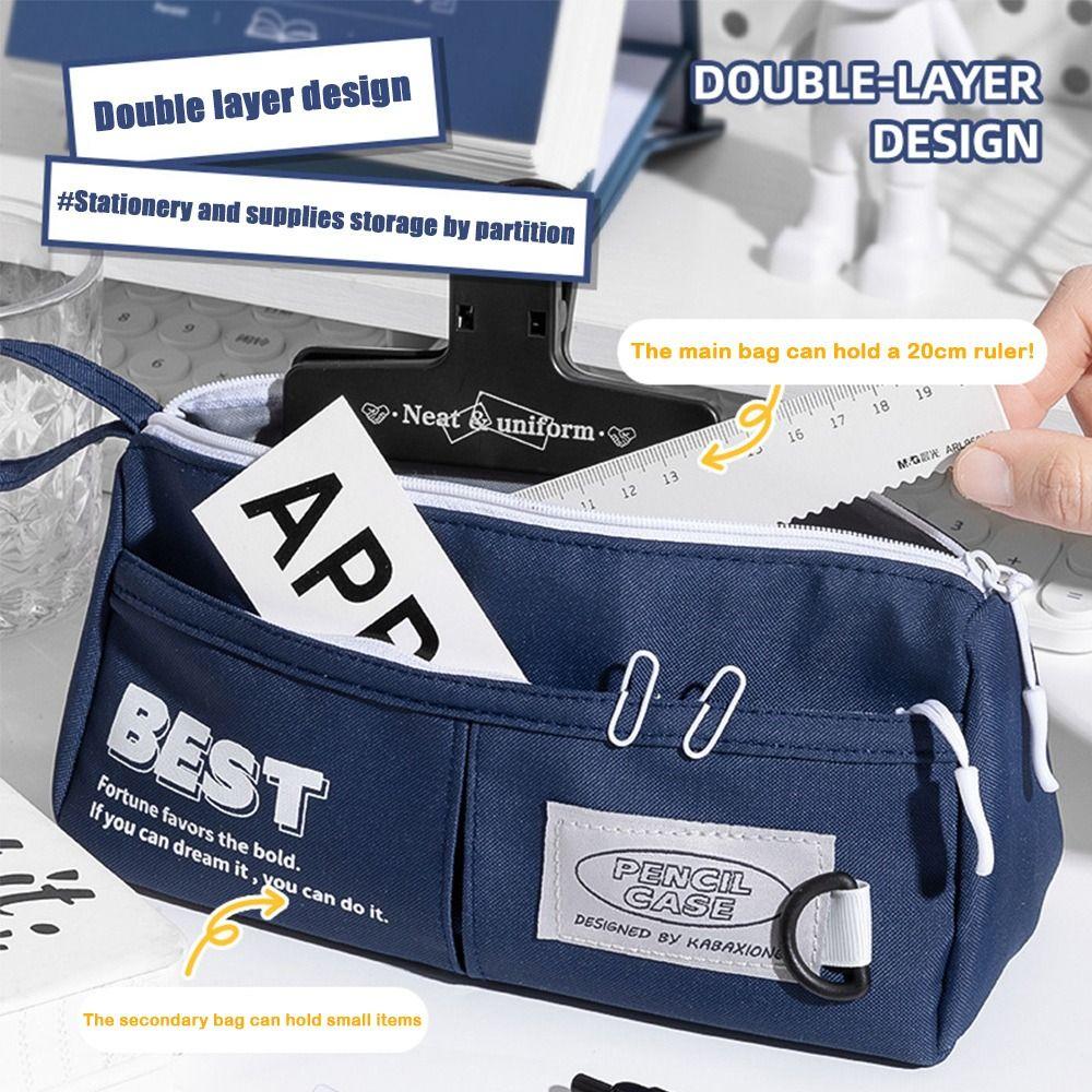 2 Layers Pen Bag Portable Pencil Pouch Fashion Pencil Case Student