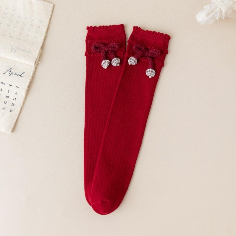 Knee High Length Knee High Socks Knitted Material Uniform Socks Sweet Knitted Socks  For Girls