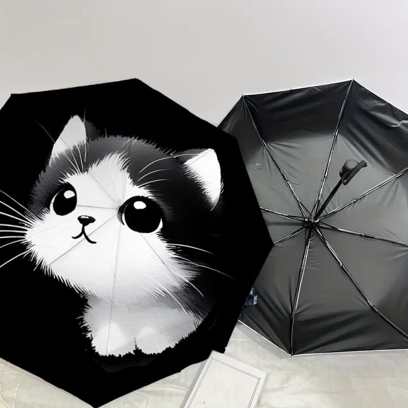Adorable Kitten Print Umbrella   Automatic Opening & Closing, Outdoor Protection, Lightweight and Durable Travel Accessory 127