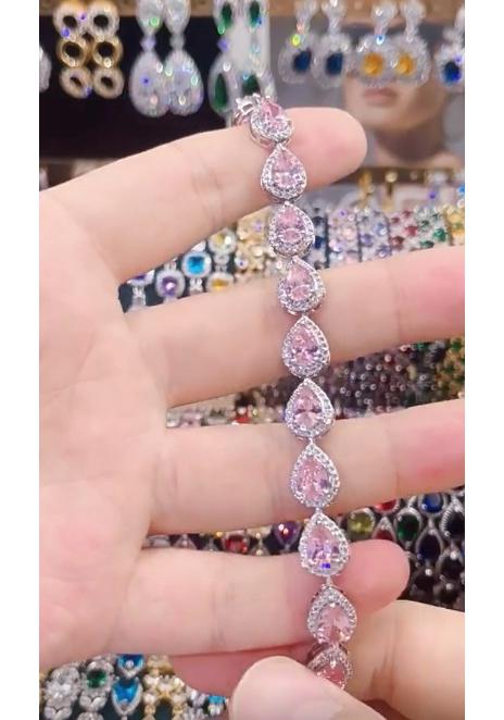 Inlaid Zircon Bracelet Women'S Small Fresh Artificial Water Drop Gemstone Women'S Colored Treasure Bracelet