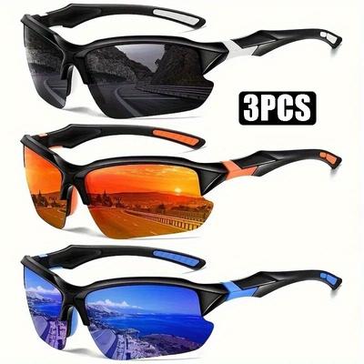 Ochelari de soare polarizați pentru sport, 3 buc, pentru bărbați, femei, ciclism, alergare, pescuit, ochelari de protecție ușoare pentru exterior