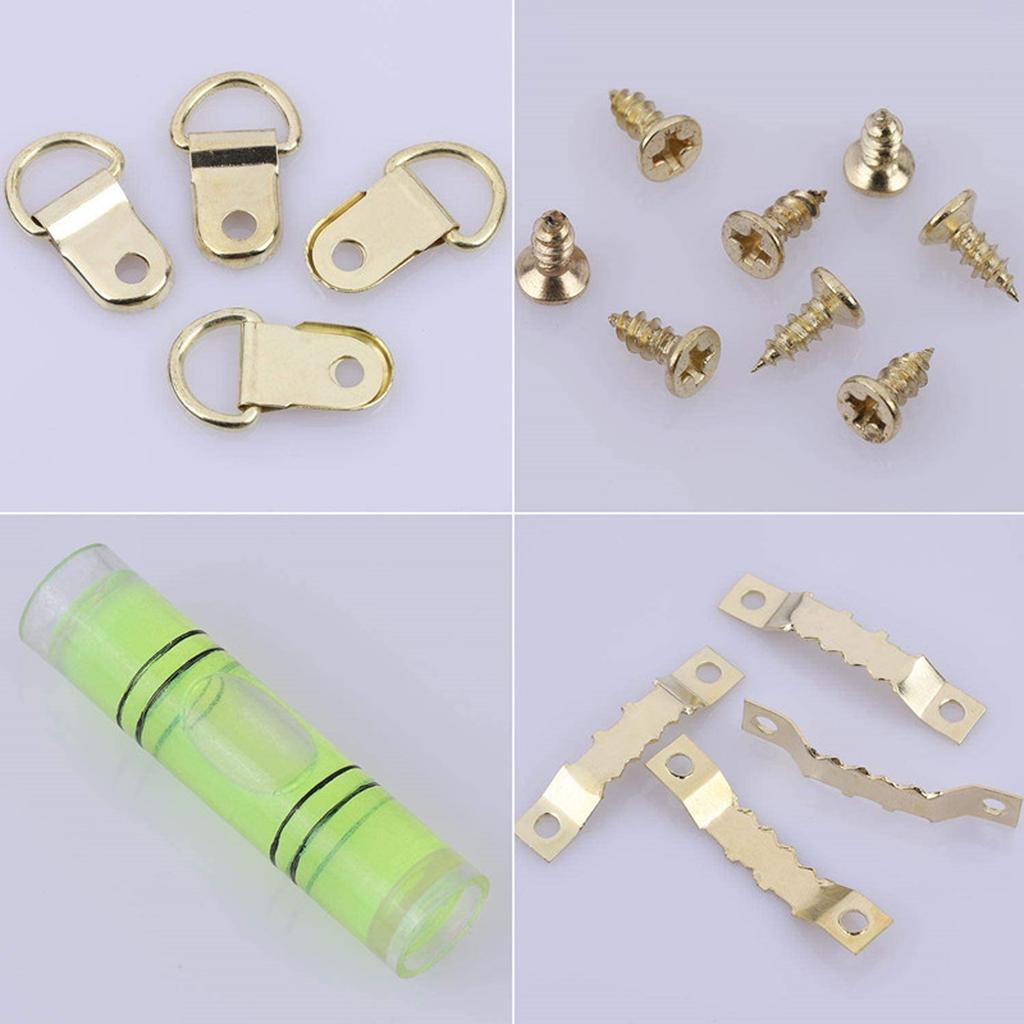 252PC Ring Picture Frame Hanger and Sawtooth Photo Hanging Hardware Set with Screws and Spirit