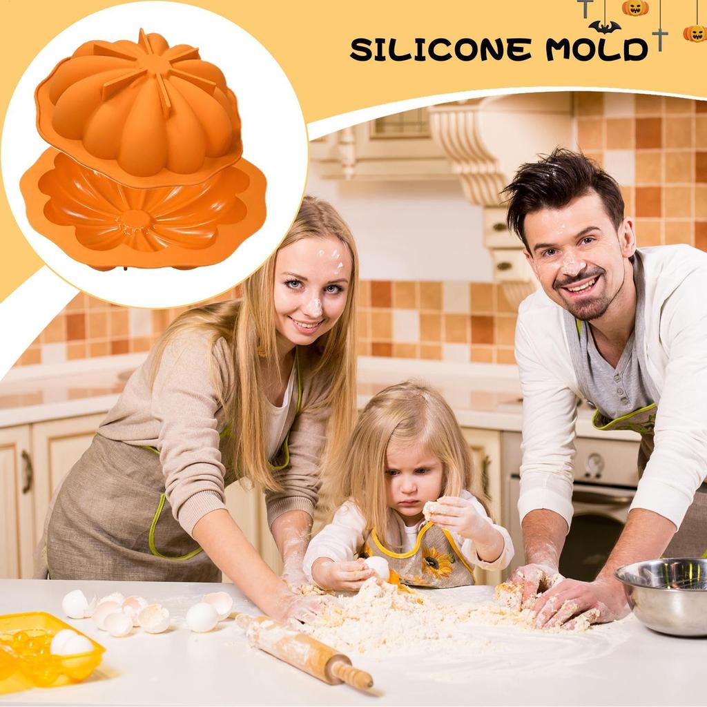 Pumpkin Mold Festive Halloween Mold 3D Non-Stick Chocolate Mould for Party Dessert Cooking Birthday Kitchen Holiday Home Baking