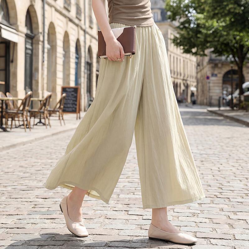 

Women s High-Waist Draped Cropped Casual Pants One Size