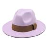 Fashion Blogger With Brown Wool Jazz Hat Vintage Big Brim Felt Top Hat
