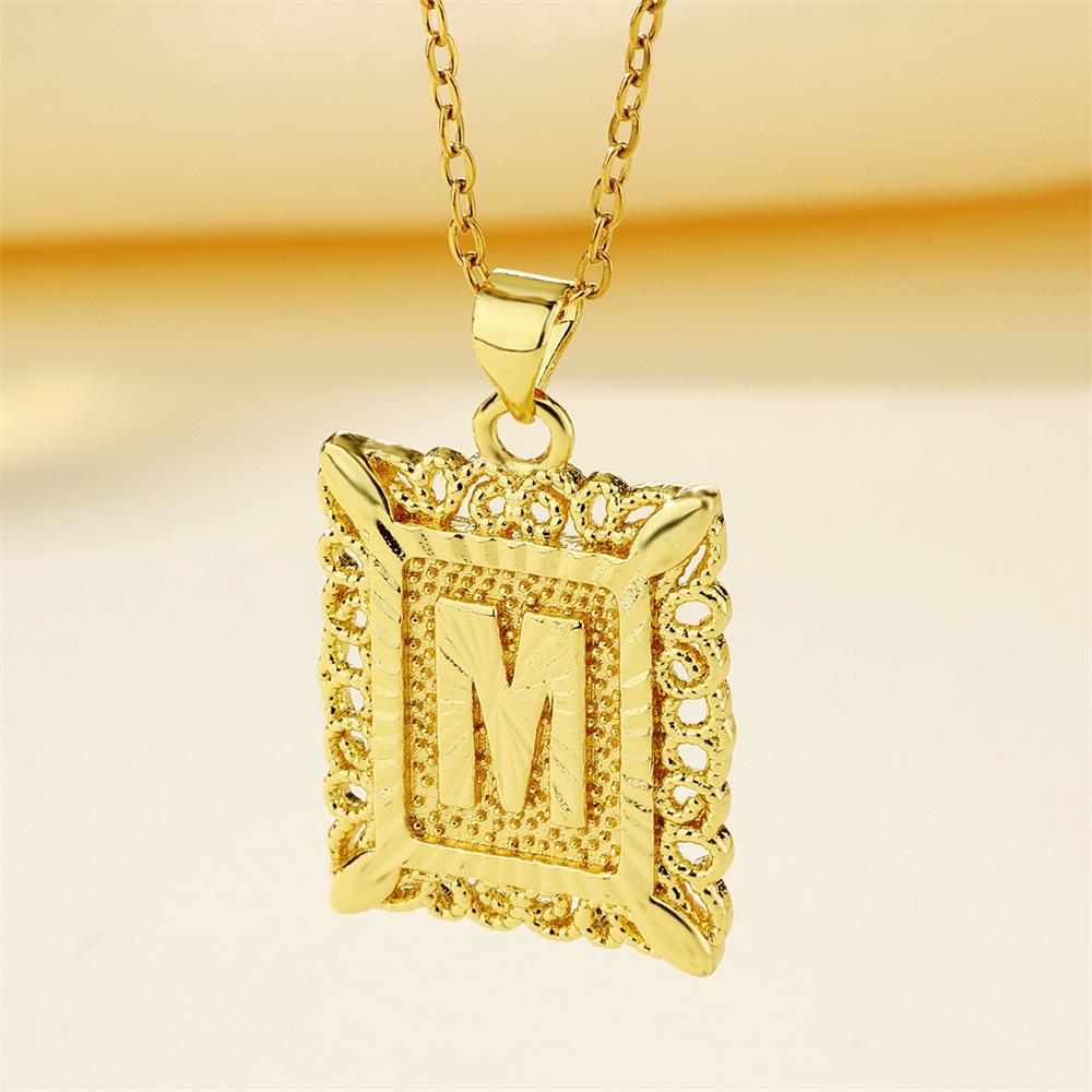 26-Letter Stainless Steel Necklace with Copper Pendant - European & American Fashion for Men