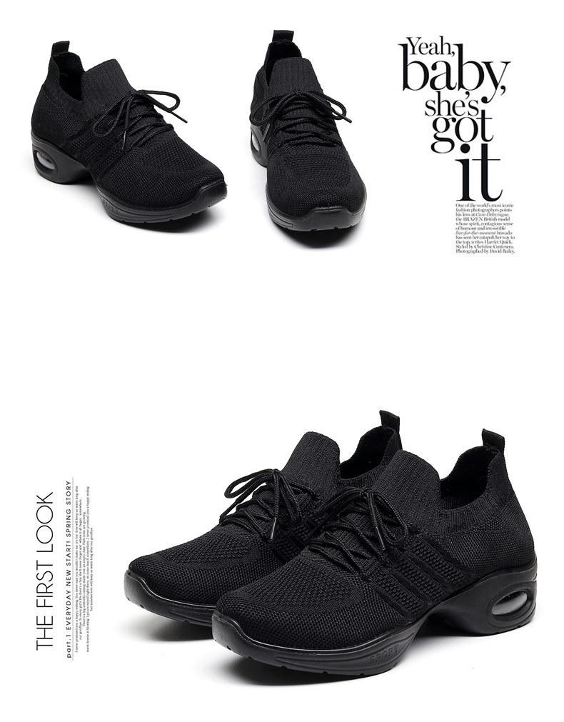 Spring Women's Versatile Flyknit Cloth Shoes, Breathable Non-Slip Soft Sole Dance & Casual Shoes