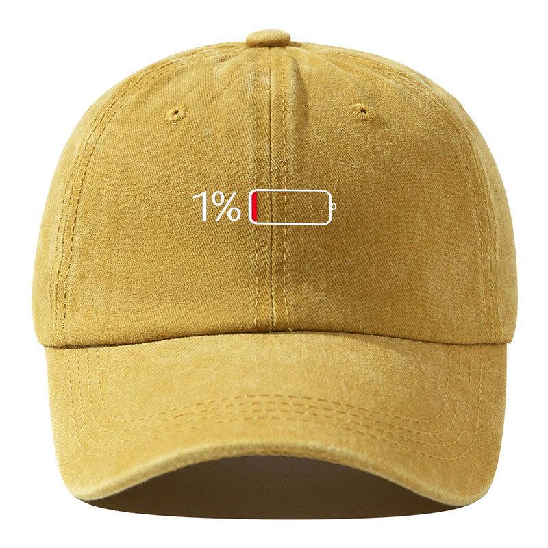 Vintage Washed Baseball Cap - Retro Electricity Shortage Print, Unisex Soft Top Hat for Men & Women, European & American Style