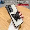 Shockproof Glitter 3D Butterfly Holder Stand Phone Case For Samsung S25 S24 S23 S22 S21 S20 FE Note 20 Ultra Plus Plating Cover