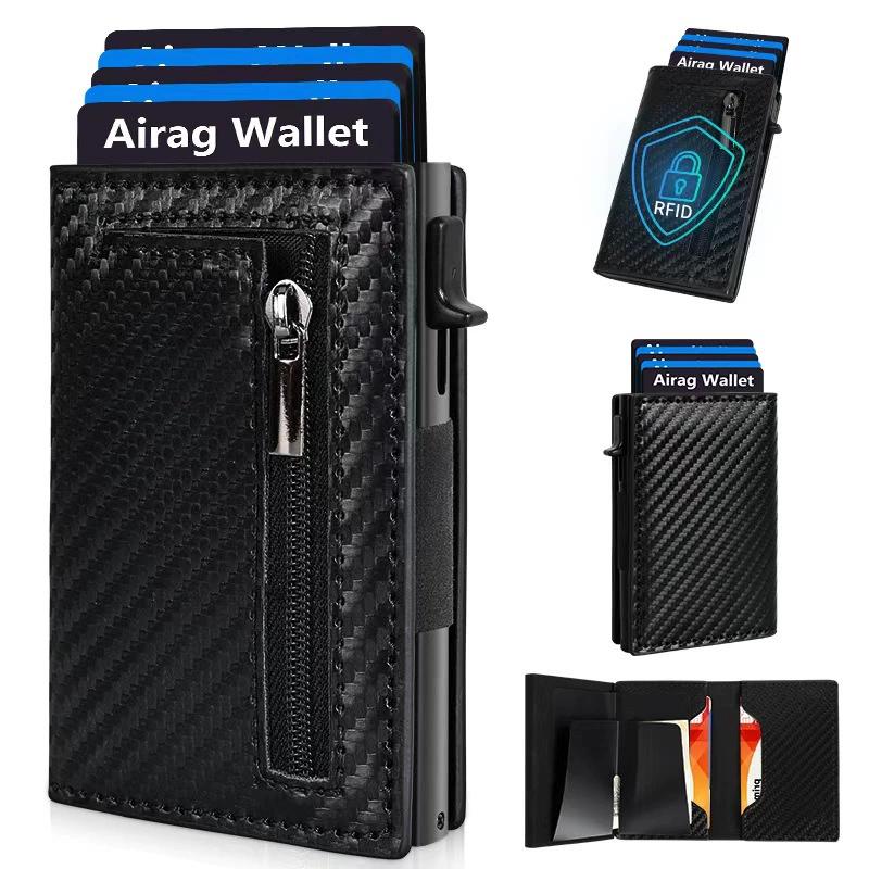Men Wallet Money Bag Carbon Fiber Rfid Credit Card Holder Luxury Minimalistic Slim Thin Wallet Black Clutch Purse Male