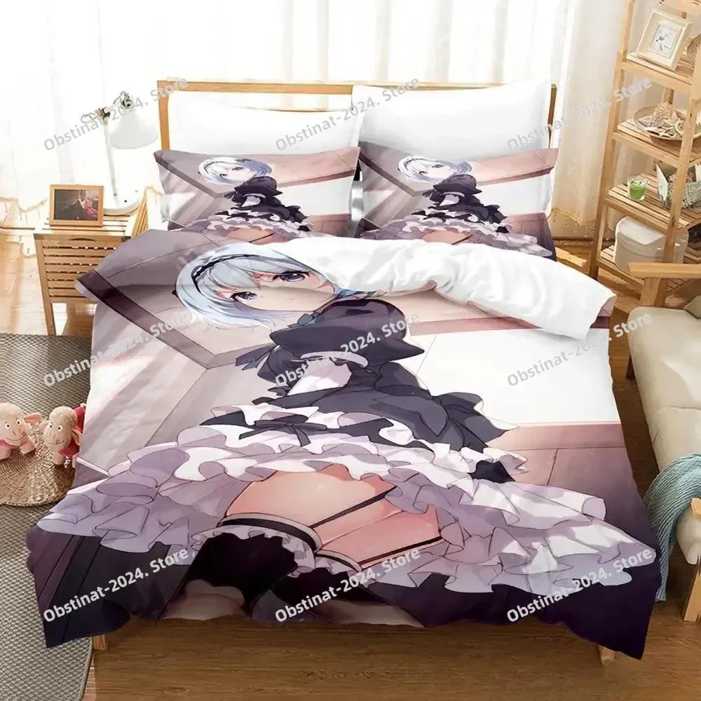 Kawaii Anime The Ryuo's Work Is Never Done Bedding Set Single Twin Full Queen King Size Bed Set Adult Kid Bedroom Duvetcover Set
