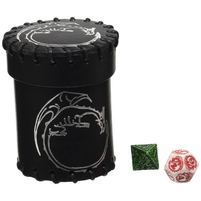 Q-Workshop CDRA101 - COMMUTATEUR KVM - Qwocdra1 Qworkshop Cuir Dragon dés Tasse, Noir, Multicolore