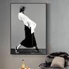 Modern Black and White Sexy Smoking Women with Red Lip Hat Print Art Canvas Poster for Living Room Decoration Home Wall Decor
