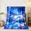 1PC Koi Circling Swirl Golden Lotus Print Blanket Flannel Material Soft Warm for All Seasons Home Outdoor Camping Picnics RV