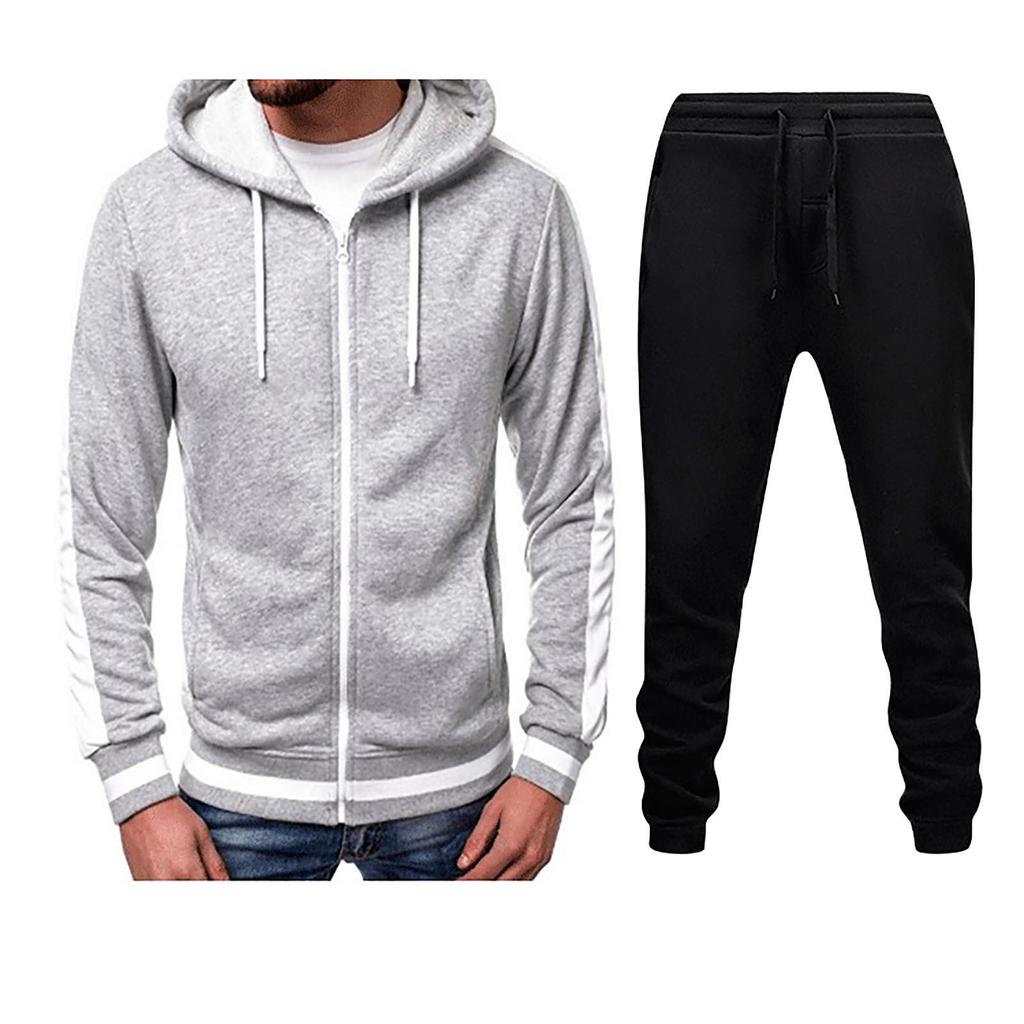 Men's Winter Sports Casual Fitness Suit With Dots Hoodie Sweatshirt And Pants