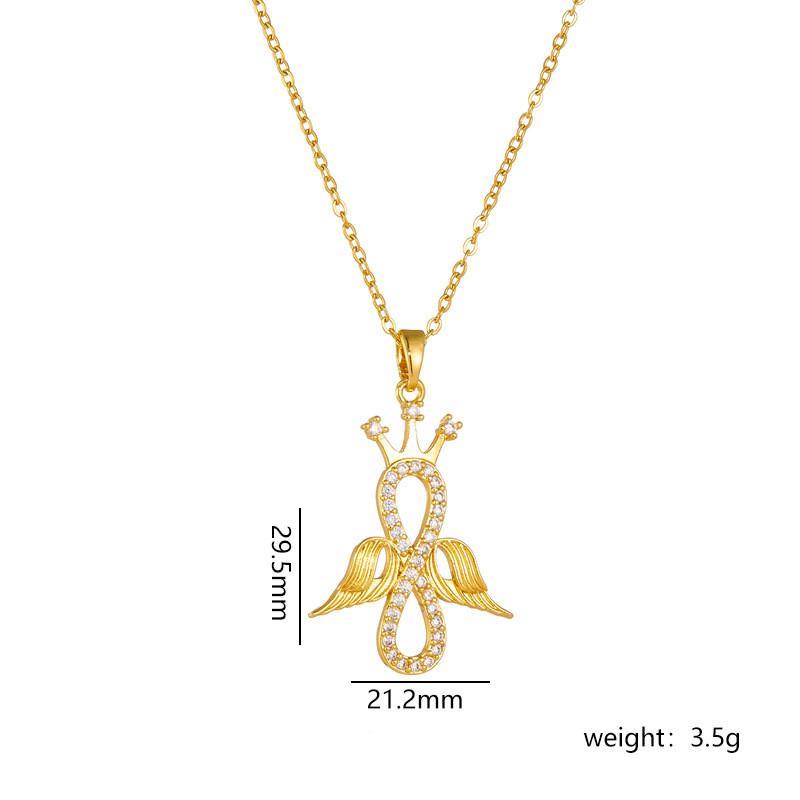 Fashion Wing Mobius Strip Zircon Pendant Necklace Stainless Steel Light Luxury Geometric Choker Jewelry Gifts For Women Girls