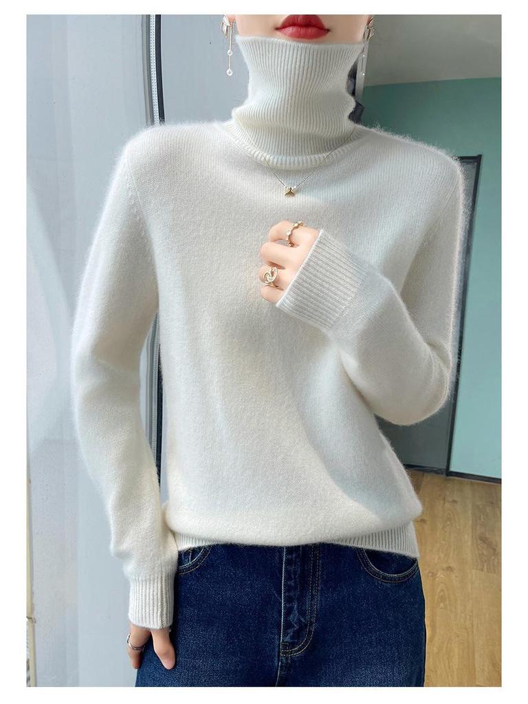 High-End Cashmere Women's Slim-Fit Turtleneck Sweater – Thickened for Autumn/Winter