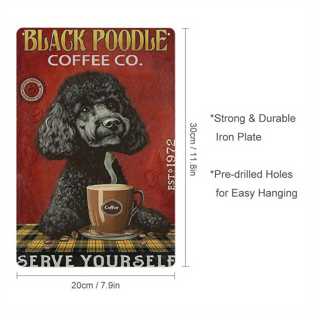 

Vintage Metal Sign Retro Coffee Company Black Poodle Logo Suitable for Indoor and Outdoor Wall Decor 20x30cm（7.8x11.8inch）