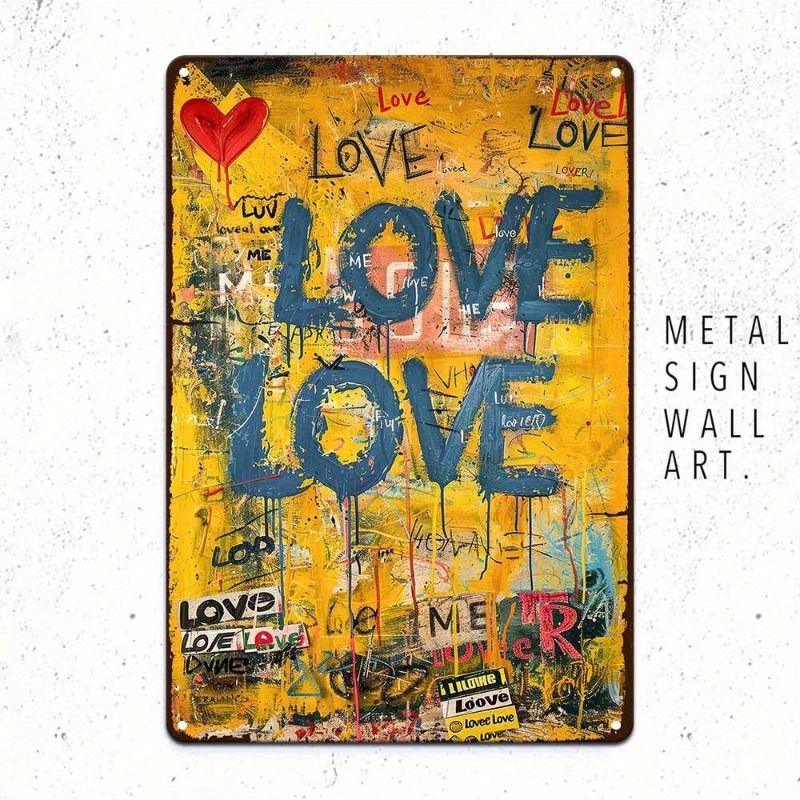 Peinture décorative métallique rétro pour la Saint-Valentin pour chambre à coucher de couples, salon, café, bar, restaurant
