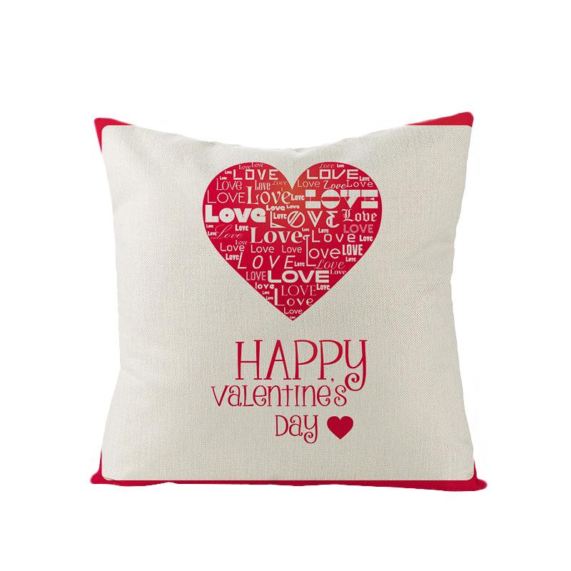 Home Pillowcase Valentine's Day Red Heart Print Series Polyester Pillowcase Cushion Cover