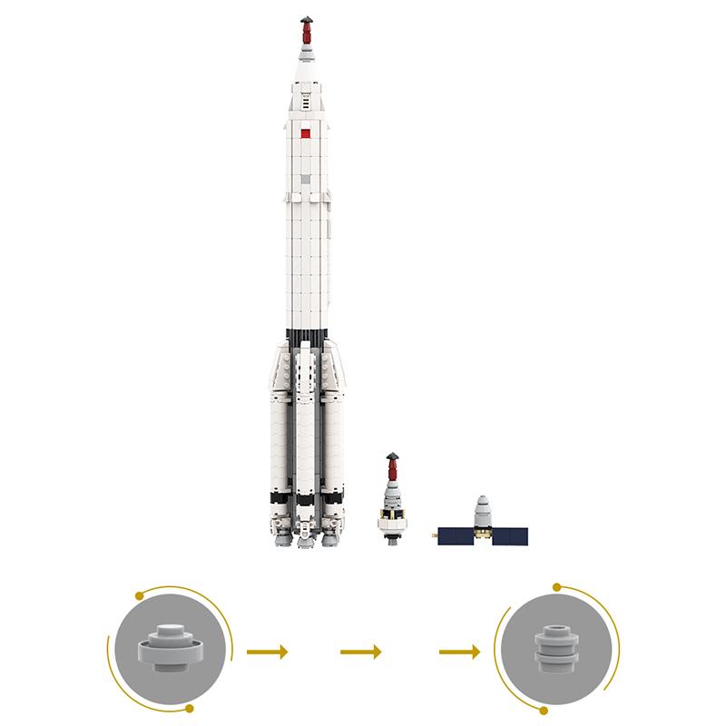 Non-Toxic Gobricks Building Blocks Moc-102952 Proton K [1:110 Saturn V Scale] With Lk-1 Circumlunar Space Craft Juguetes Educational Toys