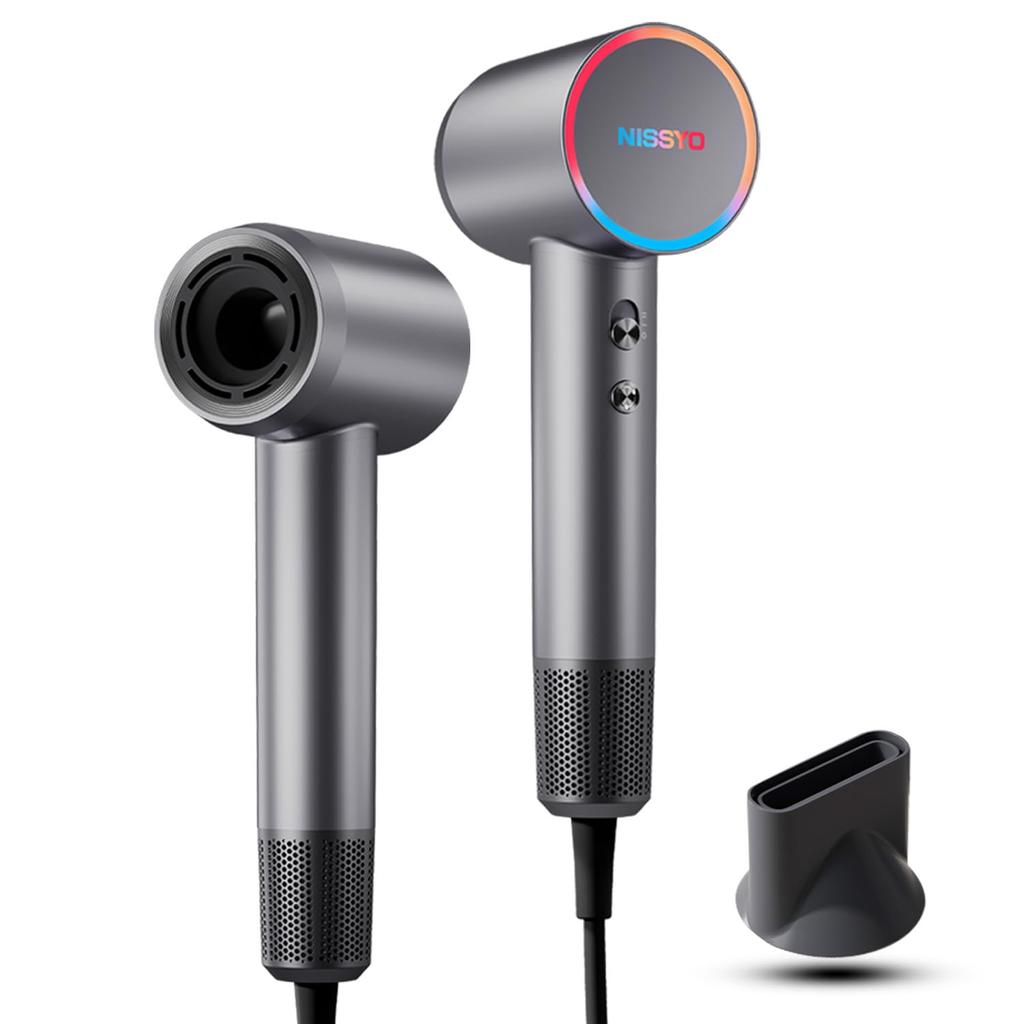 NISSYO Japanese Product 2024 New Quick Large Air 200 Million Negative Low Large Wind Cold Hair High Speed Hair Beautiful 8 Static Comes with Gray