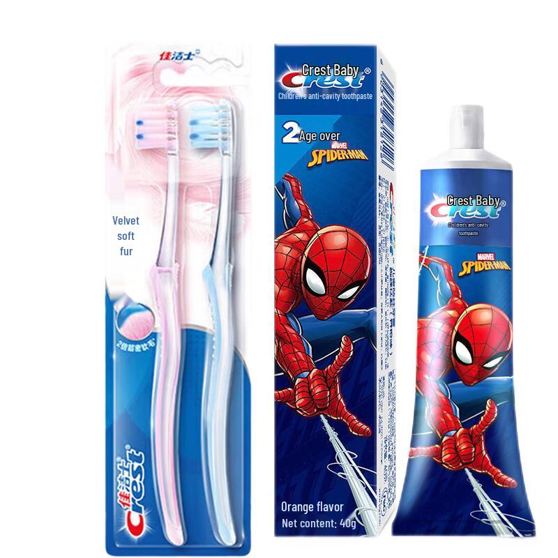 Crest Velvet Gum Care Toothbrush and Spider-Man Kids Toothpaste Set