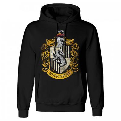HARRY POTTER Unisex Adult Hufflepuff Distressed Pullover Hoodie