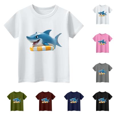 Camiseta infantil de manga curta com estampa animal e blusa casual diária