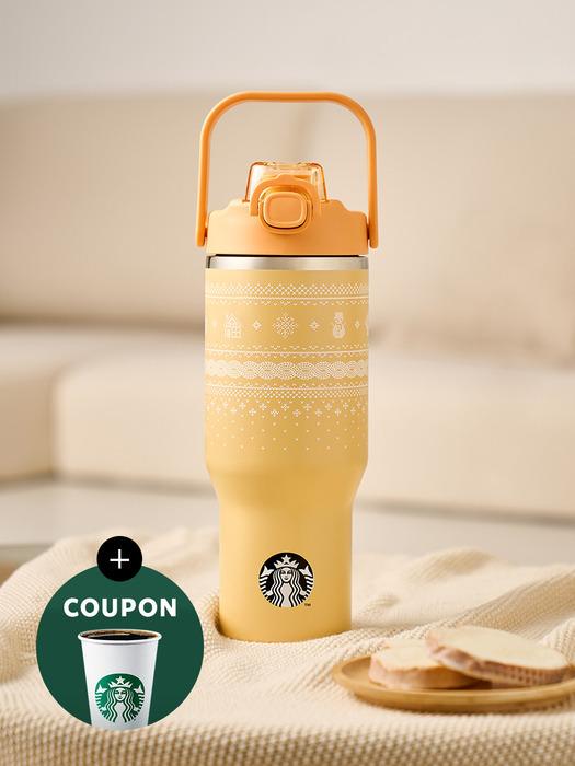 STARBUCKS SS Winter Knit Orange Cal Tumbler 946ml