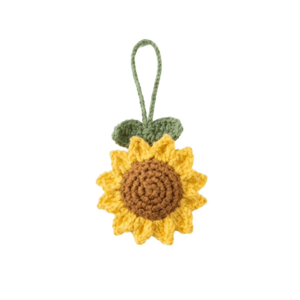 Cotton Crochet Sunflower Pendant Fabric Bag Lanyard Charm Cute Knitted Keychain Daily