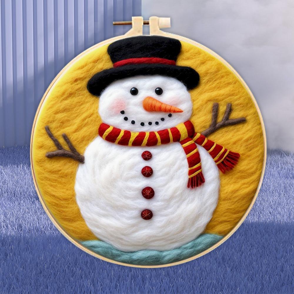 

CHENISTORY 20X20cm Frame Wool Felt Diy Painting Needle With Embroidery Set Wool Felt Package DIY Felted Kits Christmas Decoratio