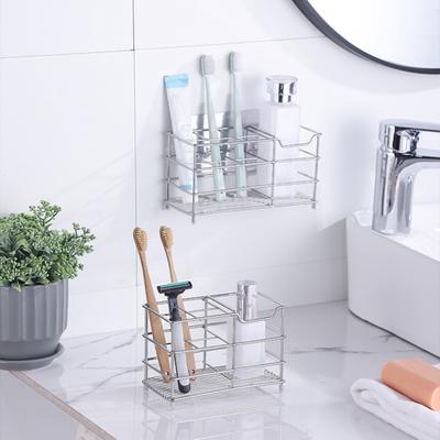 Držák na zubní kartáček z nerezové oceli s dutým odvodněním do koupelny, organizér na holicí strojek, hřeben na zubní pastu, úložný stojan na zastřihovač obočí v hotelu