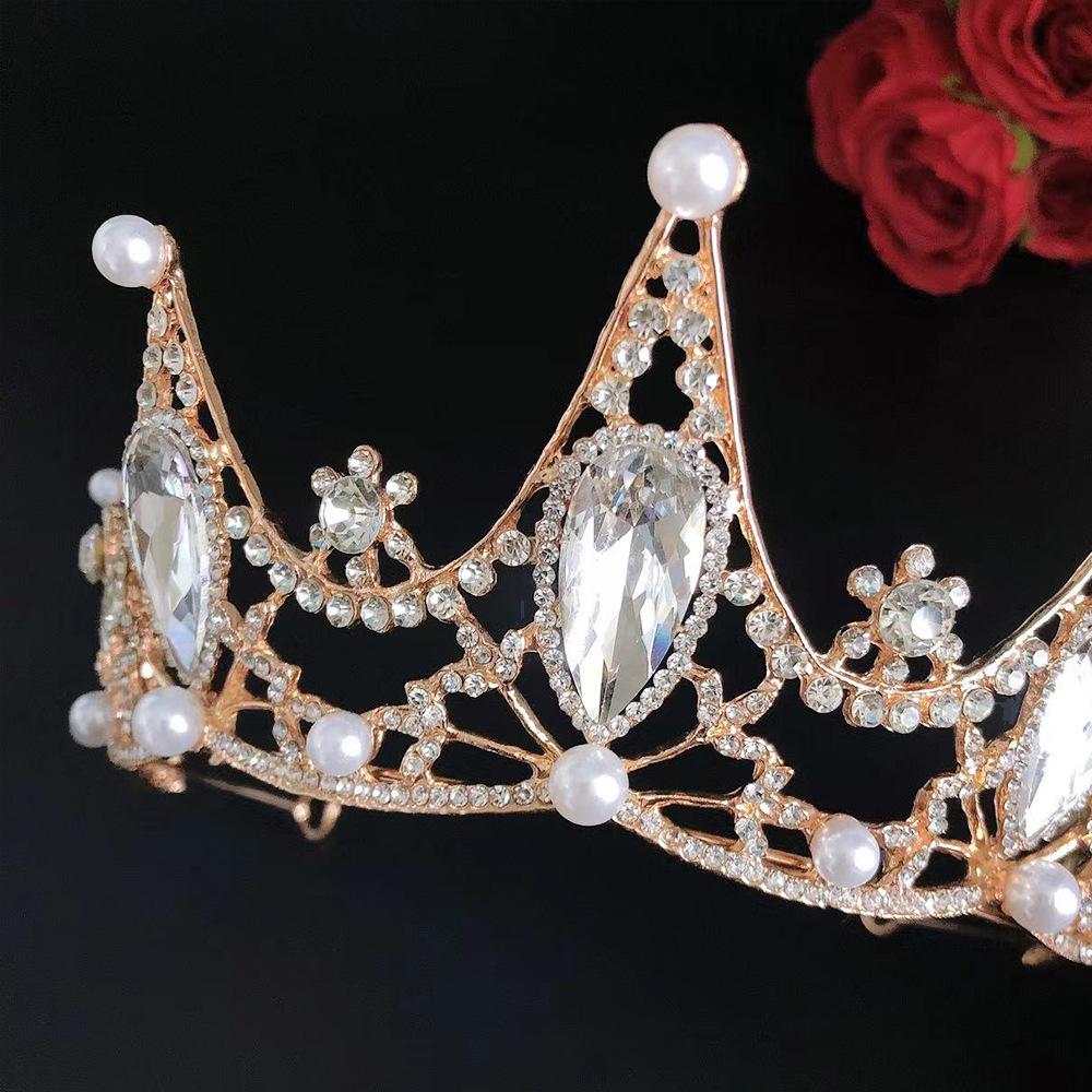 New Baroque Bridal Large Crown Popular Alloy Rhinestone Silver Crystal Tiara Headband Crown