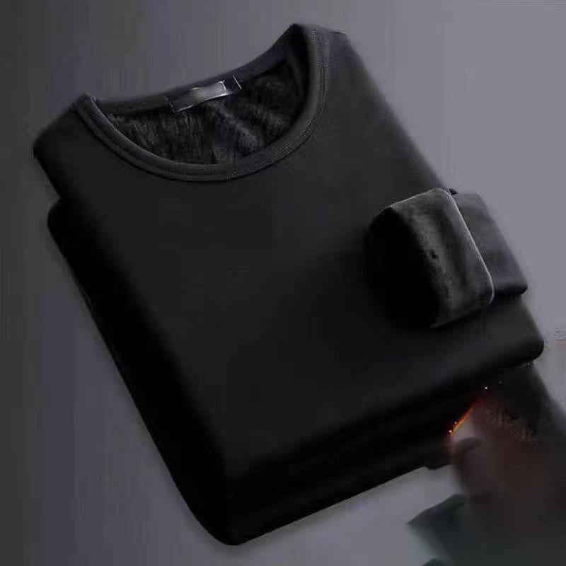 MILU Thermisch ondergoed Top voor mannen Dik thermisch shirt Lange mouwen Bottoming Shirt Effen zachte pluche trui Warm Bottoming T-shirt XXL