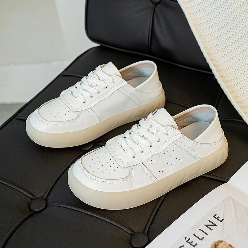 

Женские туфли-балетки из натуральной кожи белого цвета на осень больших размеров (Размеры 41-43) с мягкой сухожильной подошвой 40 грязно-белый