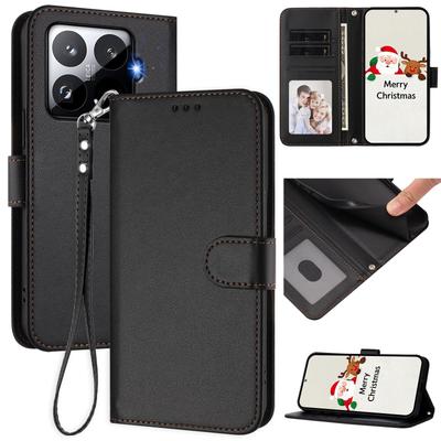 For Xiaomi 15T Pro Leather Case Wallet Stand Phone Cover with Wrist Strap