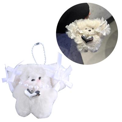 Cute Bowknot Dog Keychain Pendant Lovely Hanging Decoration Bag Phone Pendant Women Backpack Handbag Charm for Girls