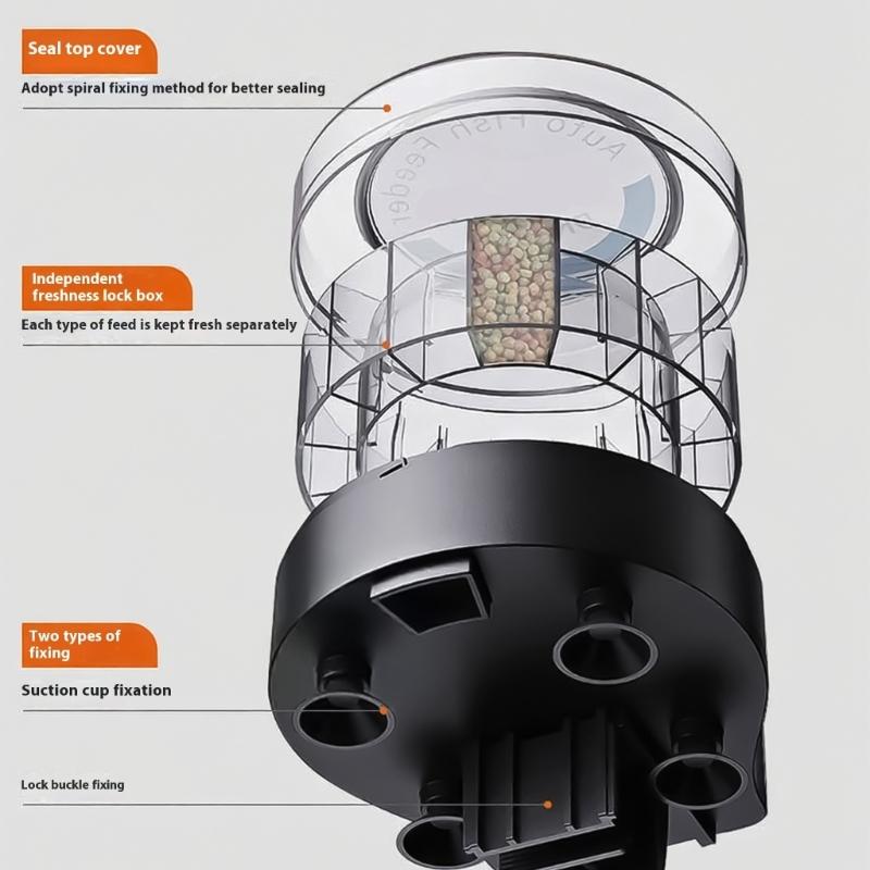 Automatischer Fischfutterspender für Aquarien Fischfutterspender Automatischer Spender Aquarium Automatischer Futterspender Zeitgesteuert Automatisches Fischfutter
