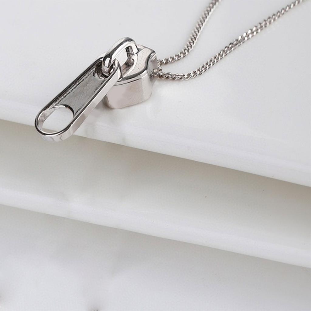 Alloy Zippers Necklace Adjustable Length Clavicle Chain Personalized Neckchain Fashionable Jewelry for Men and Women