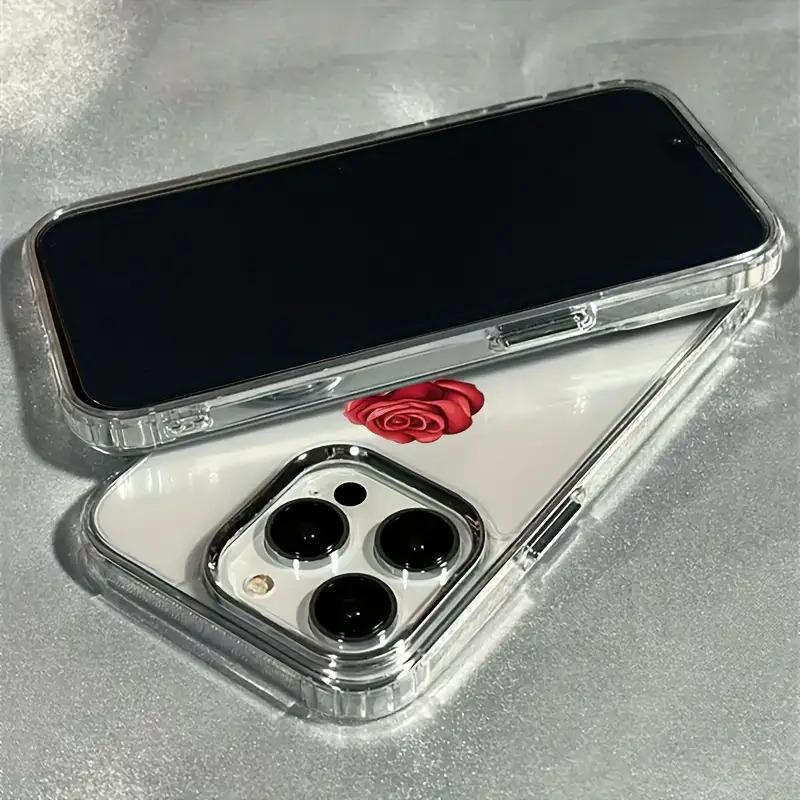 Red prickly rose pattern phone case suitable for iPhone 17 16 15 14 13 12 11 Pro/Max/Plus anti drop and shockproof back cover
