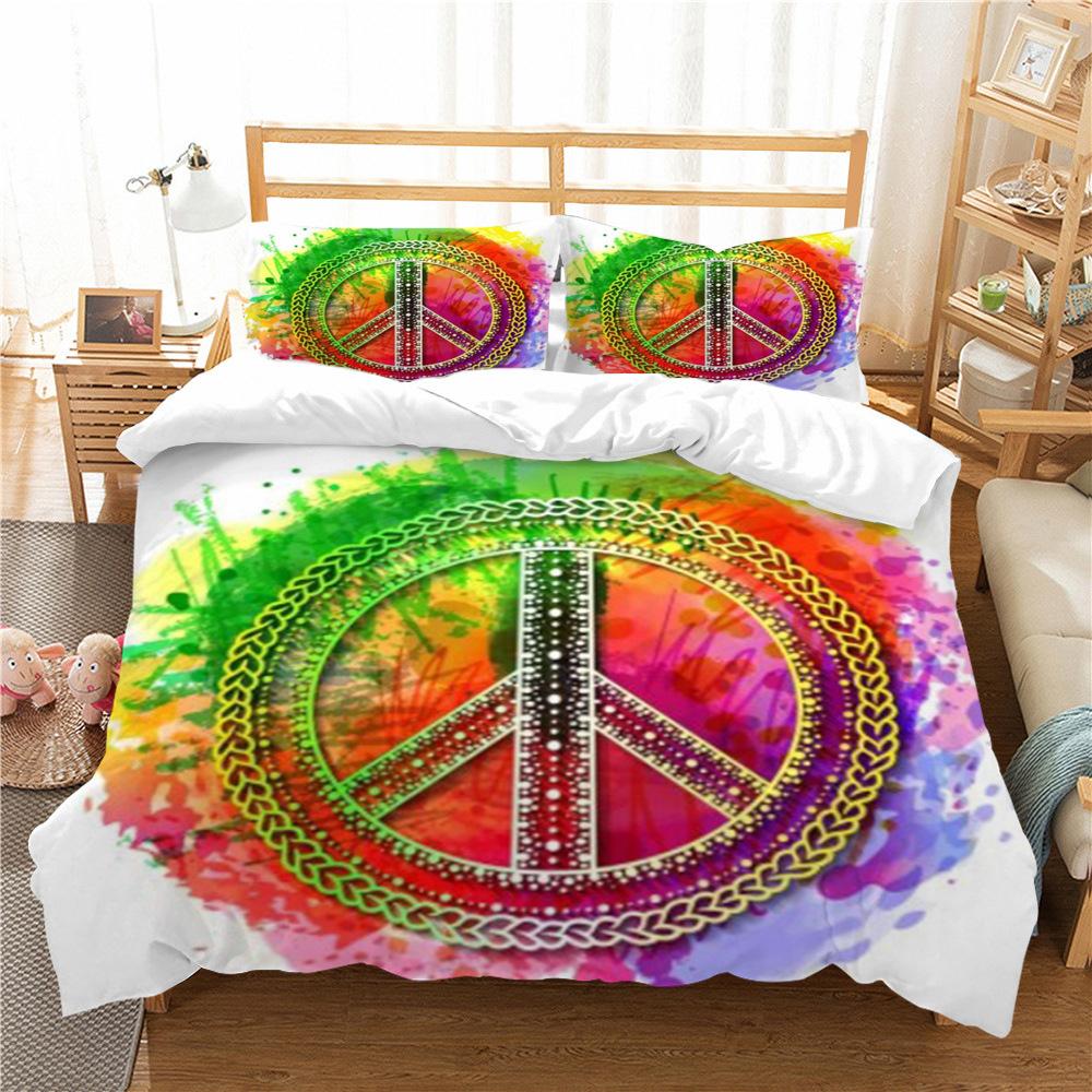 Geometric Shape Quilt Cover Pillowcase Two Three Piece Set Polyester Home Textile Kit 3D Digital Printing