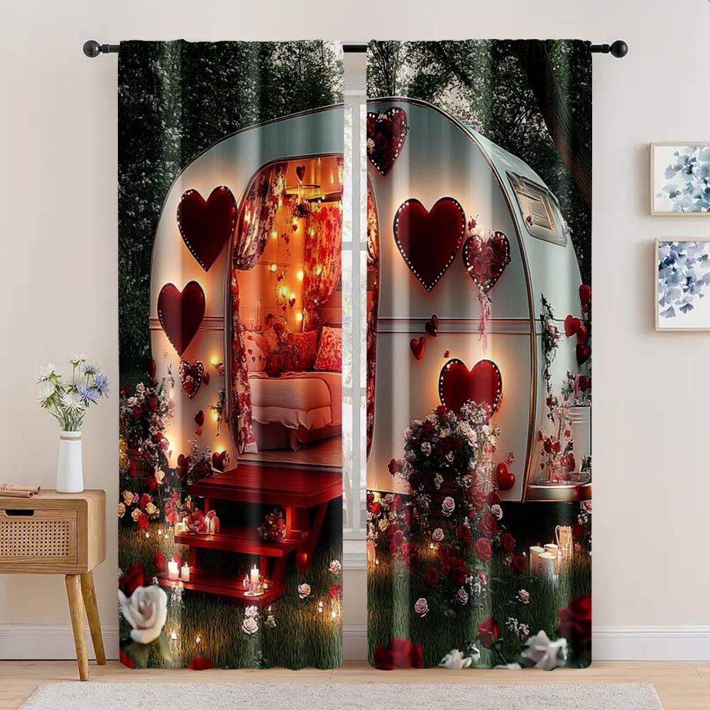 

2 шт., Занавески, фоны на день святого Валентина для фотосъемки, красно-белый фон из роз, фоны для гастрольных автомобилей, свадьба 29x65in(75x166cm)