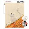 Elegant White Cat Pearl Art Canvas Kit with Frame Relaxing Handmade Craft for Cozy Bedroom Home Decor and Birthday Gift Choice