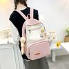 New College Student Schoolbag Women's Fashion Simple Color Matching Girls Campus Backpack Large Capacity Canvas Backpack